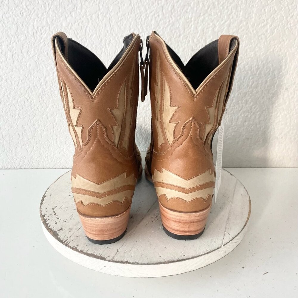 NEW Lane WALK THE LINE Womens Cowboy Bootie 10.5 Brown Cowgirl Short Ankle Boots - Picture 3 of 11